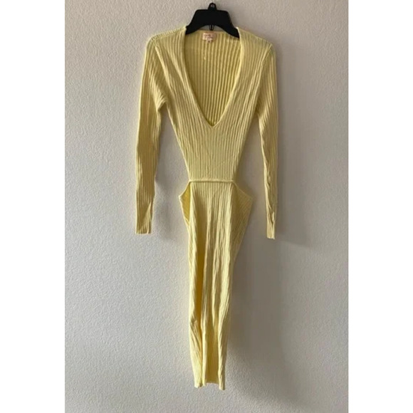 Camila Coelho Rosabella Cutout Midi Bodycon Dress Yellow Size M - Picture 6 of 9
